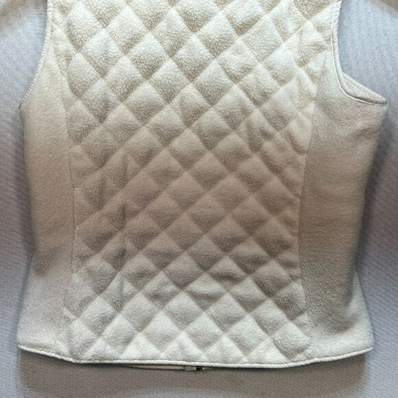 Abercrombie & Fitch Women Quilted Sherpa Vest Jacket Small Ivory Full Zip Winter - Picture 11 of 11